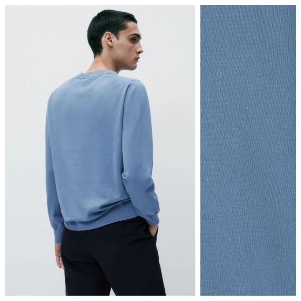 NWT. Massimo Dutti Man Blue Cotton V-Neck Sweater. Size XL.